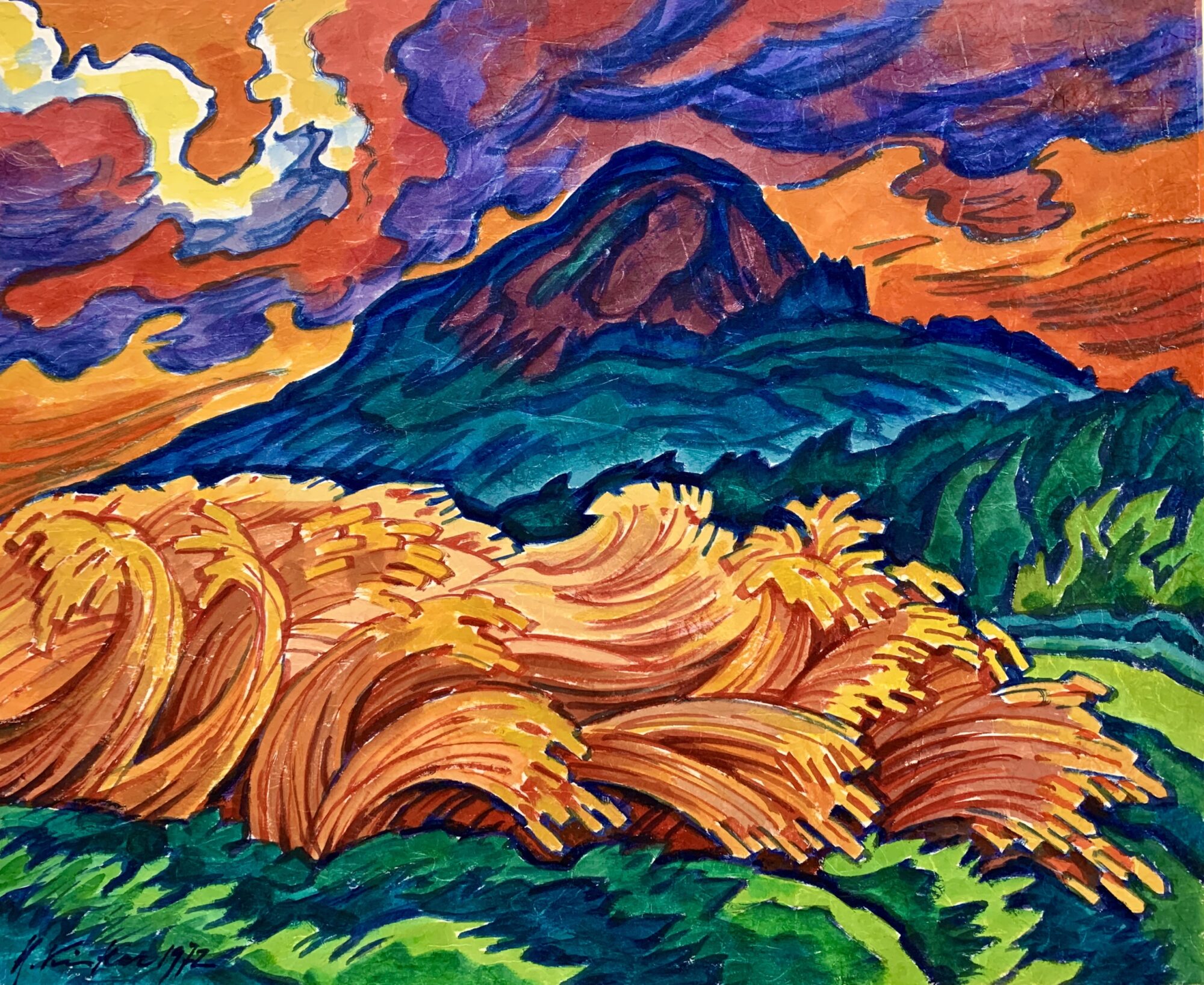 1, Berggewitterabend an der Milseburg, Japanpapier, 64 x 80, m.R.